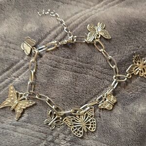 Adorina Butterfly Paperclip Chain Silver Tone Charm Bracelet ✨️ NWOT